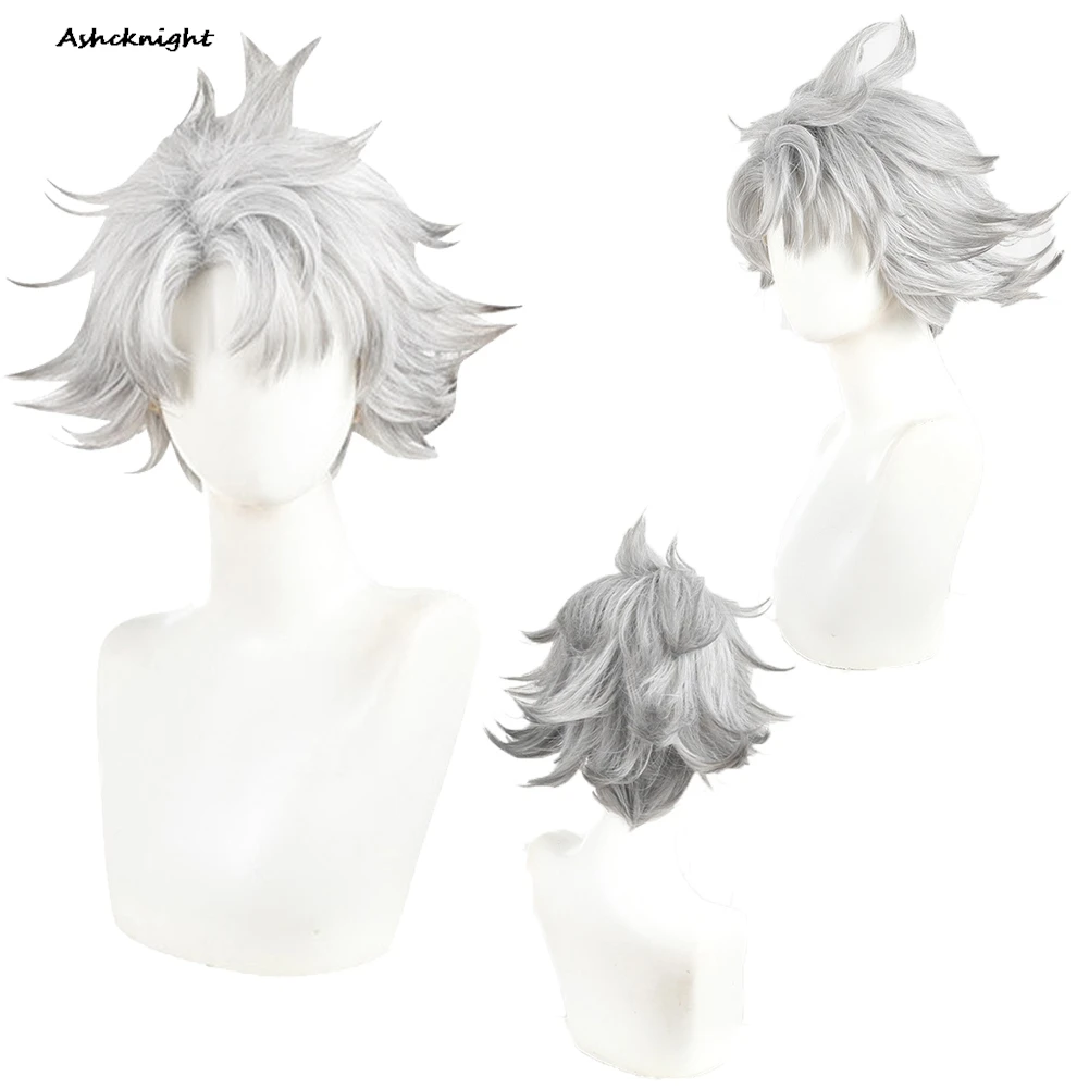 アニメガチ-a-クタコスプレルードシルバーグレーウィッグハロウィンパーティー変装衣装スーツアクセサリーヘアカーニバルロールプレイ小道具