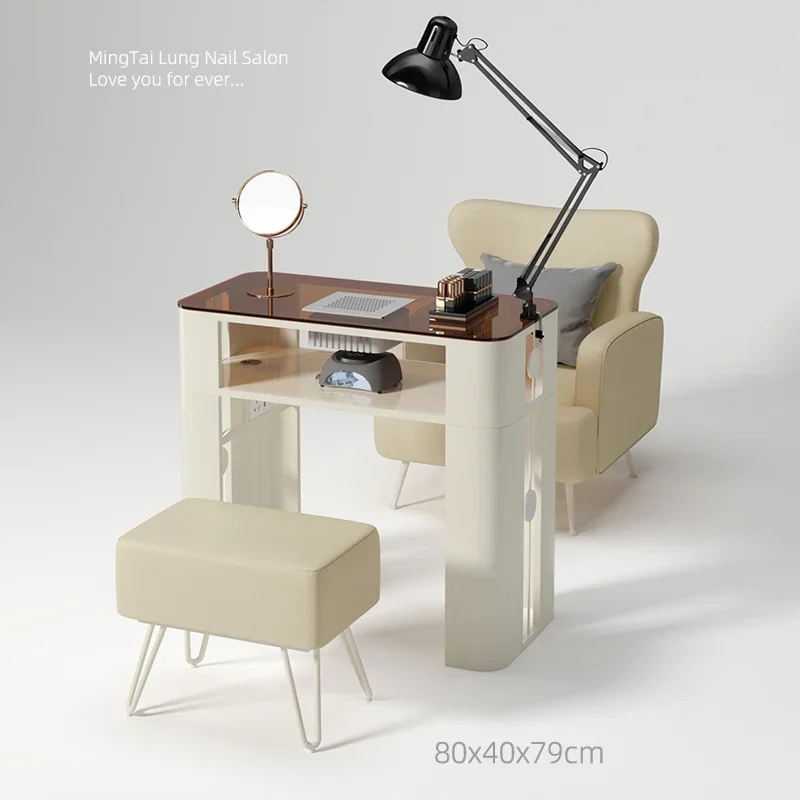 Professional Glass Nail Table Multifunction Manicure Table Minimalism Biurko Do Manicure Salon Furniture Not Including Chairs