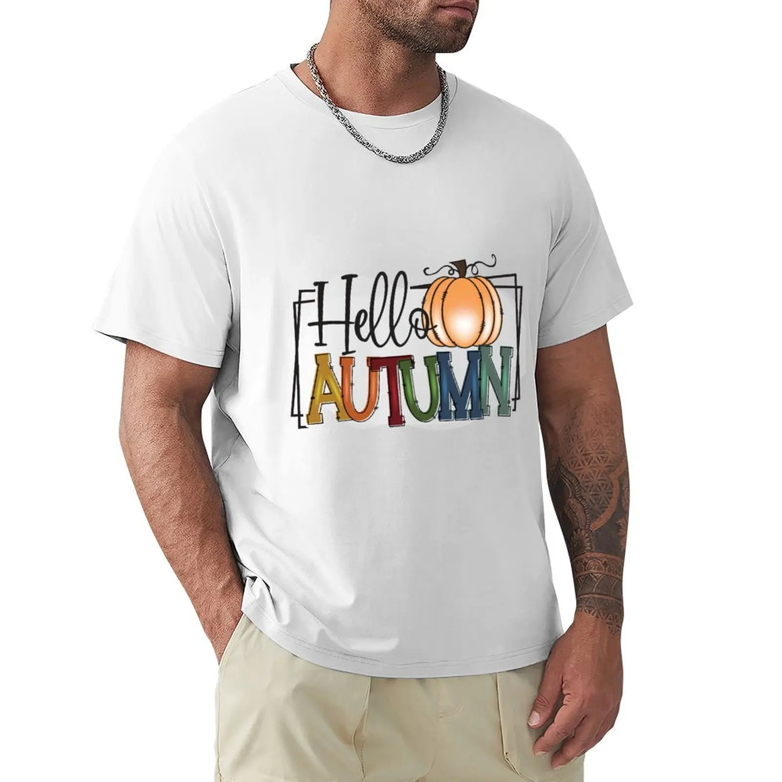 

Hello Autumn Watercolor Design - Trendy Pumpkin Fall Design for Fall Lovers & Thanksgiving T-Shirt