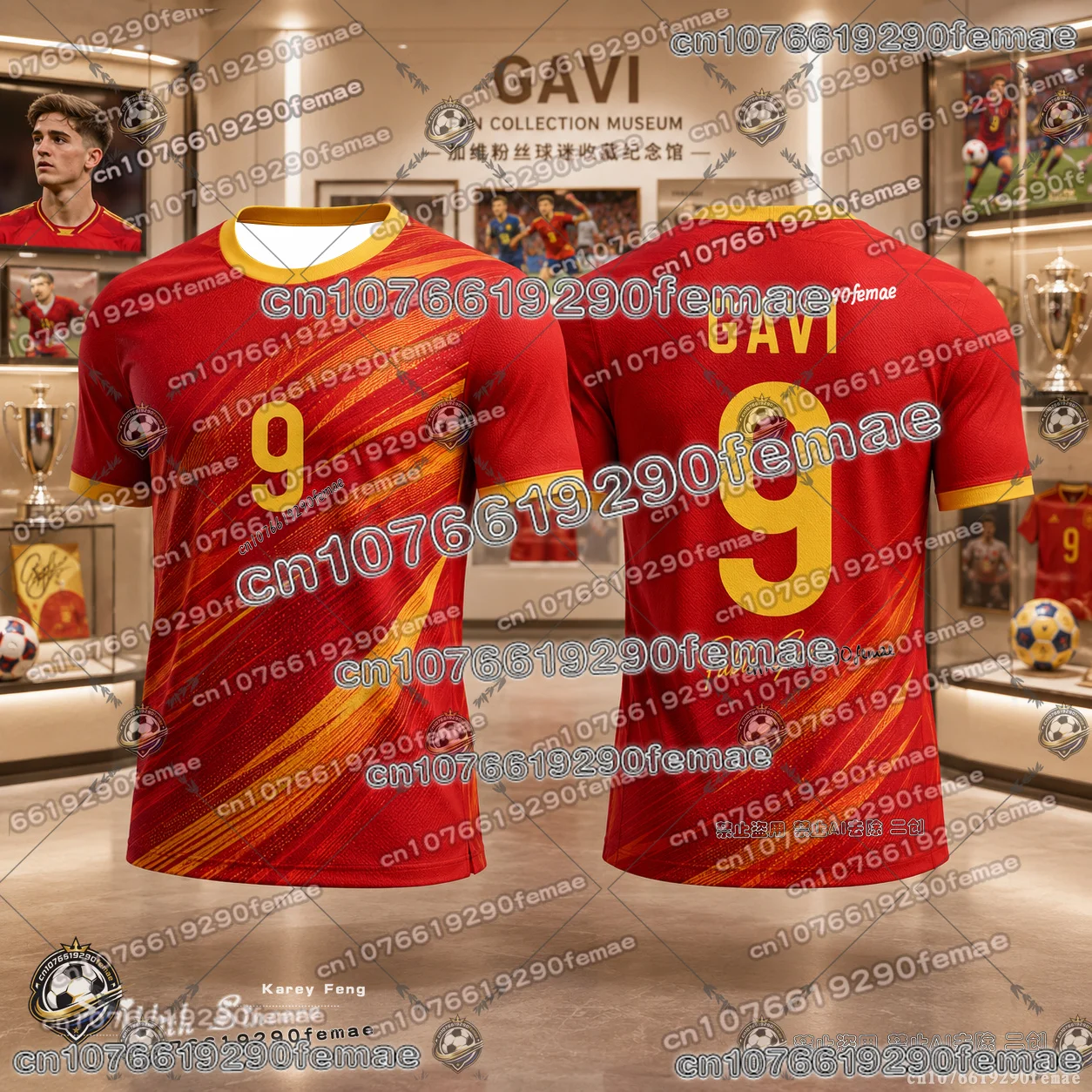 Gavi 9 Fußball-Fan-Trikot Sonderedition Schnelltrocknend Bequemes Sport-T-Shirt für Kinder Jugendliche Erwachsene Tägliche Outdoor-Bekleidung