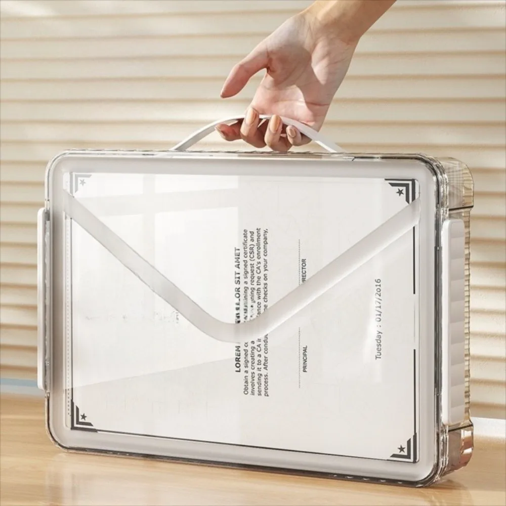 

Simple Transparent Desktop Paper Storage Box a4 with Lid File Document Organizer Stackable Dust Proof Card Holder Case Cabinet