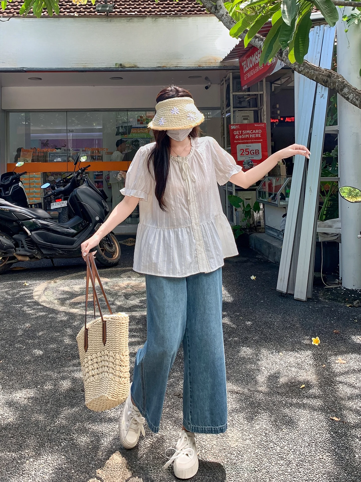 Maxisi プラスサイズの女性のルーズフィットハイウエストコットンジーンズワイドレッグナインピースカジュアルパンツ夏痩身ストレートレッグパンツ