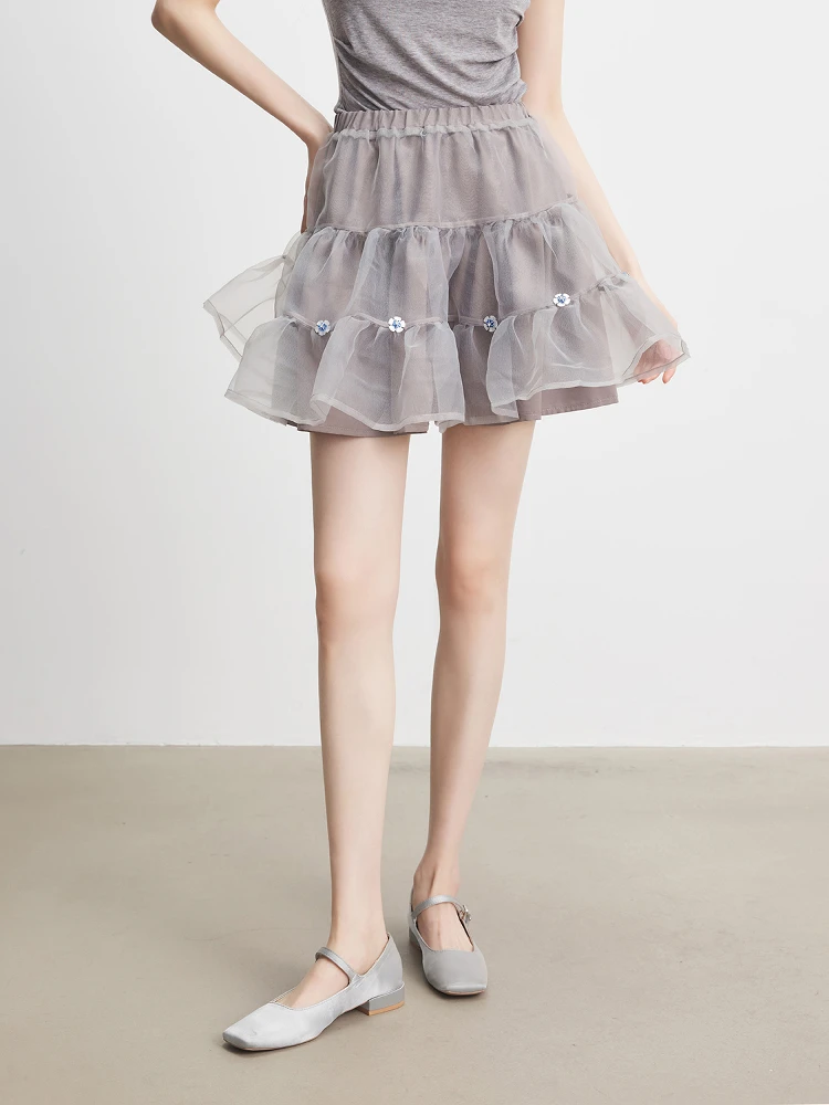 

Annata ey Floral Design Sensation Women's Summer ort A-Line Me Skirt High Waist Commuter Sle Polyester Fabric