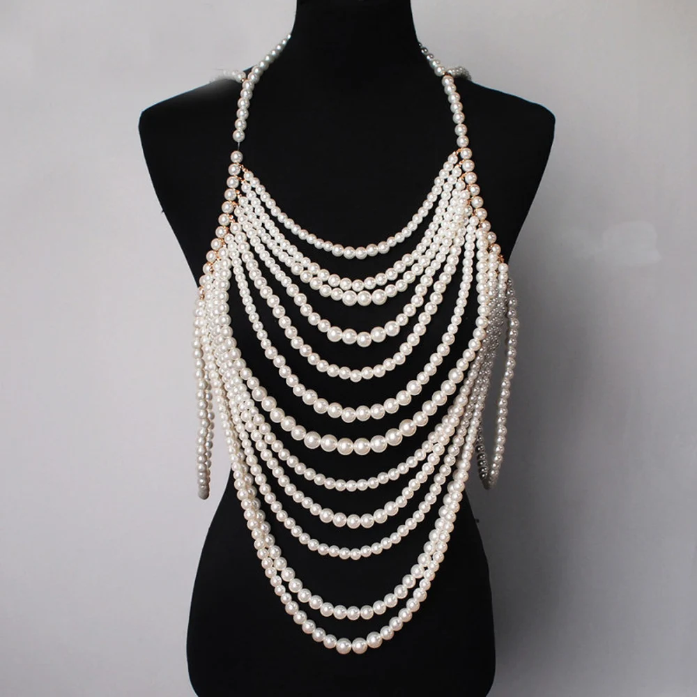 Maternity Photography Prop Pearl shoulder chainI mitation Pearl Statement Collar Necklaces For Photo Shoot Prop