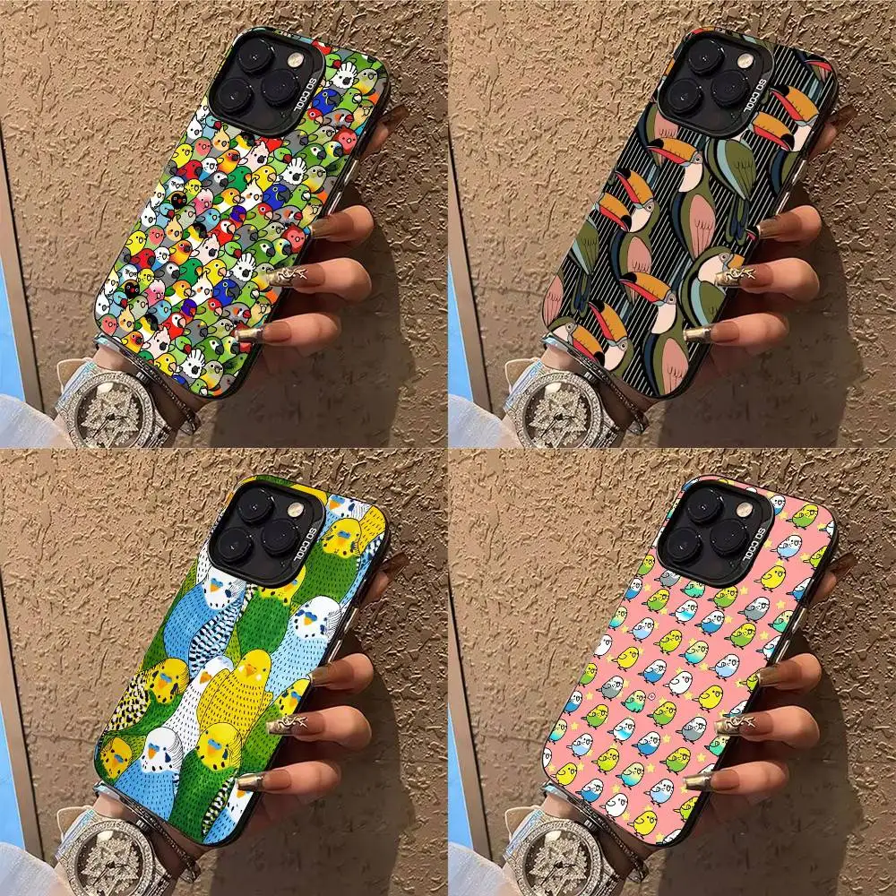 

Animal Parrot Bird Phone Case For iPhone 17,16,15,14,13,12,X,8,Pro,Max,Plus,E,SE4,Air,Mini IMD Matte Black