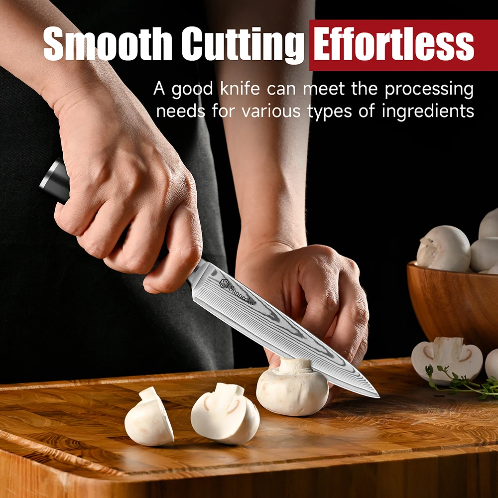Sunnecko 5 Inch Utility Paring Knife 67 Layers VG10 Core Damascus Steel Cutting Knife Sharp Vegetable Fruit Kitchen Knife Slicer