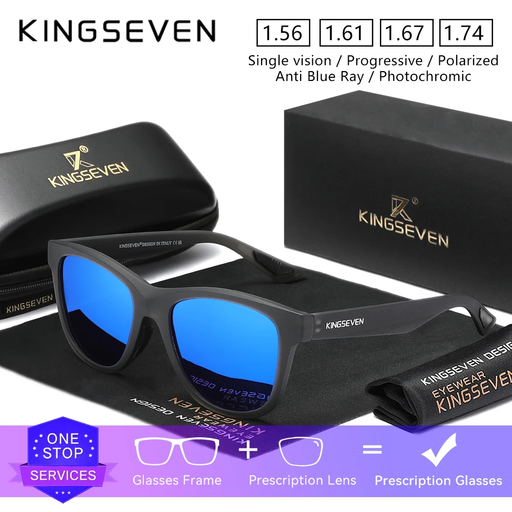 

KINGSEVEN Causal Optical Lens Sunglasses MenWomen Prescription Myopia Hyperopia Glasses Fashion Large Frame Square Frame Eyewear