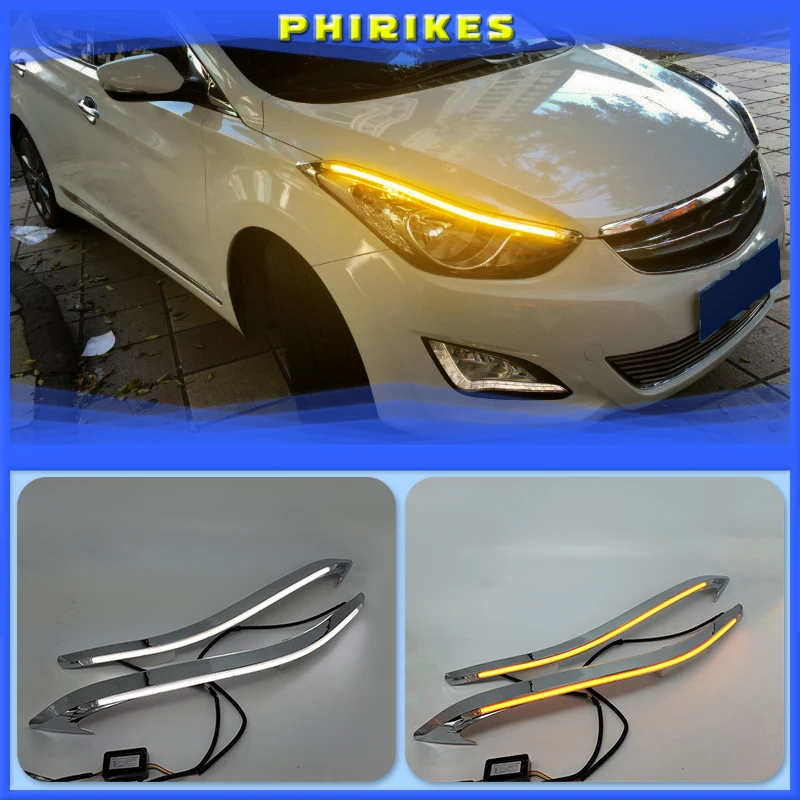 2Pcs For Hyundai Elantra 2012-2015 LED car DRL Daytime Running Light Daylight Waterproof Signal lamp lights