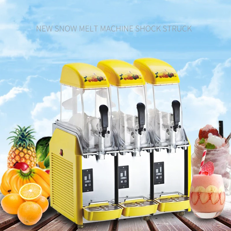 12-36L Snow Melting Machine Commercial Three-Cylinder Double Mud Cold Drink Beverage Juicer Self-Service Smoothie