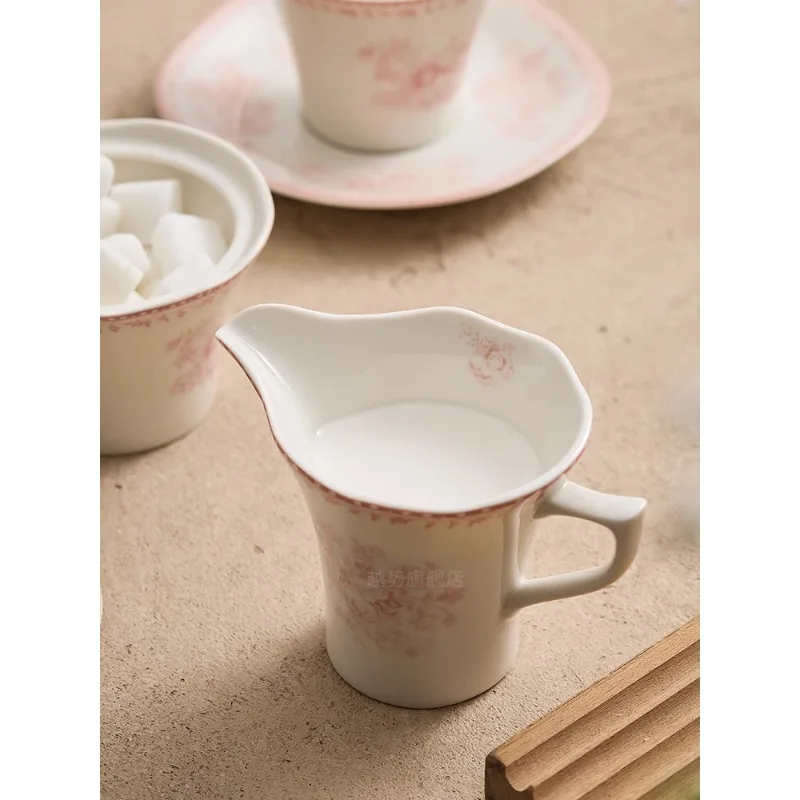 

Coffee with Milk Cup Ceramic Coffee Pot Pointed Spout Flower Milk Tank