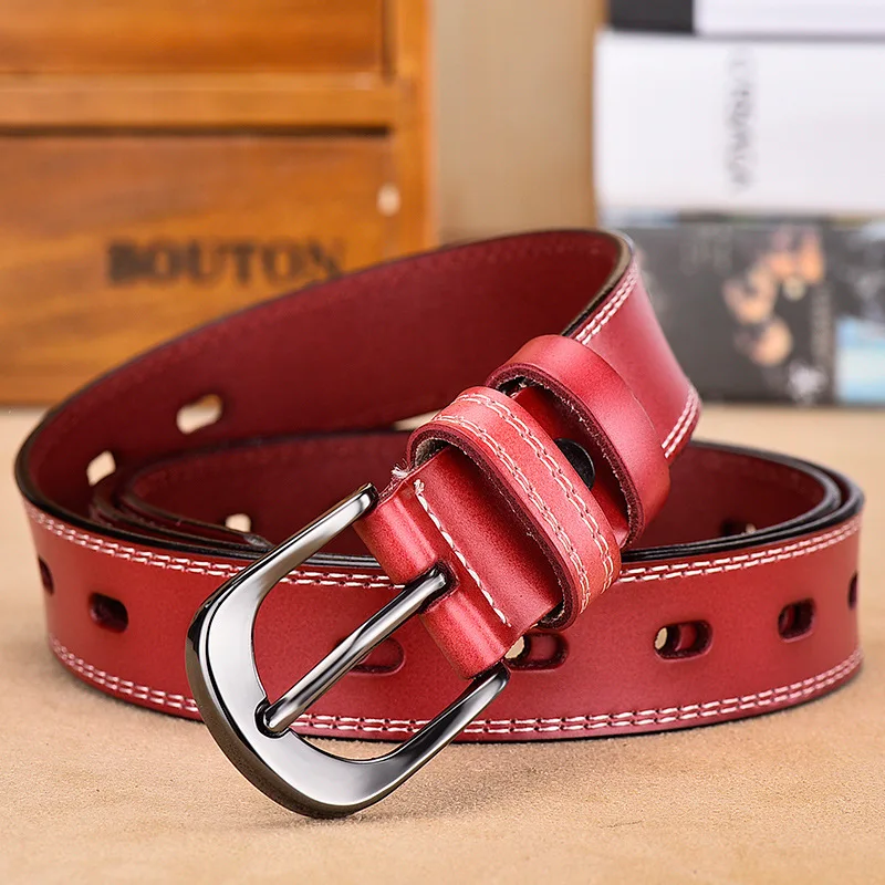 New Fashion All-match Belts For Women Genuine Leather Simple Black Alloy Pin Buckle Wide Woman Belt For Jeans Gift Luxury Belts