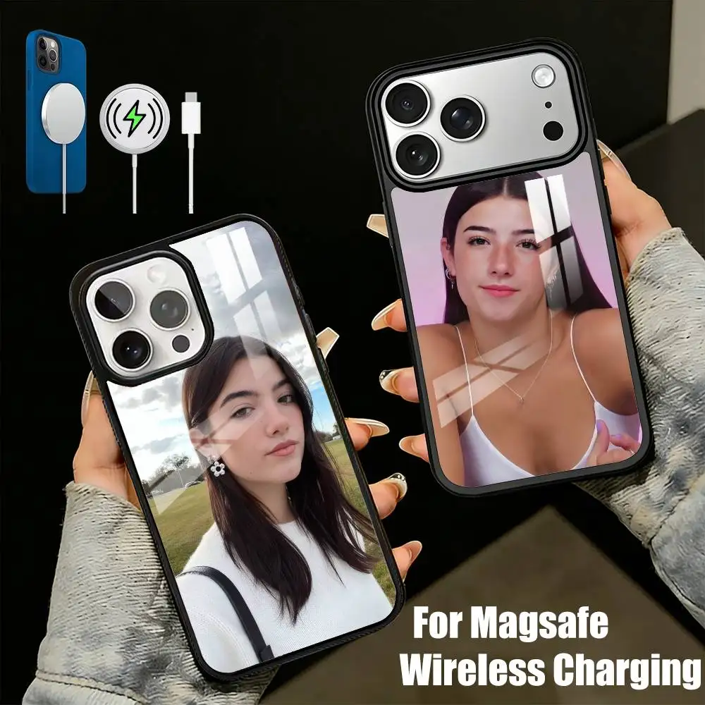 

TK-CD C-Charli D-Amelio Aesthetic Phone Case For iPhone17,16,15,14,13 Plus,Pro Max Magnetic For Magsafe Wireless Charging