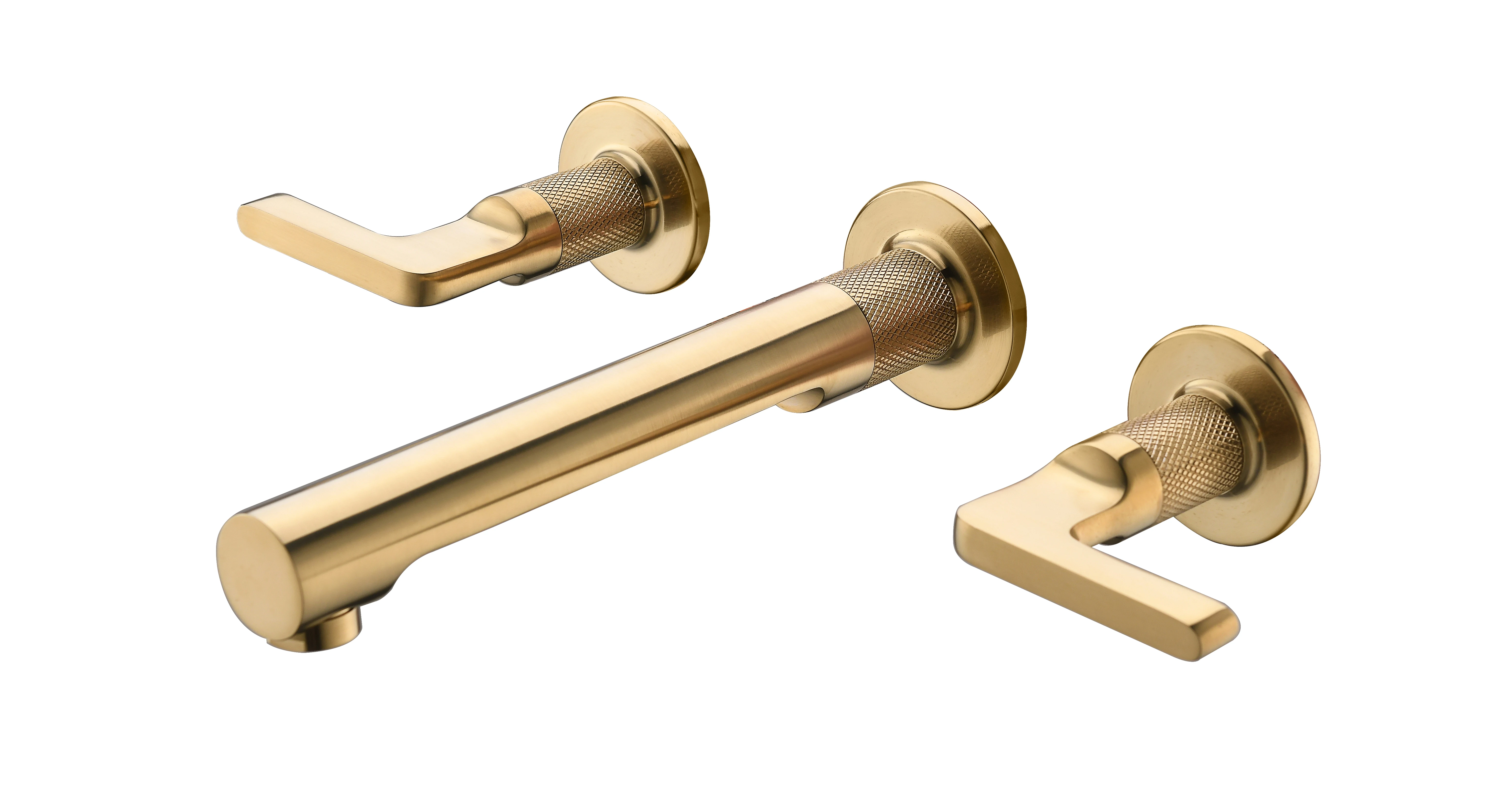 Bathtub Side Seat Brushed Gold Color Faucet  Water Faucet with Flower Shower Three or Four Holes Set Square Rotating Split Gold
