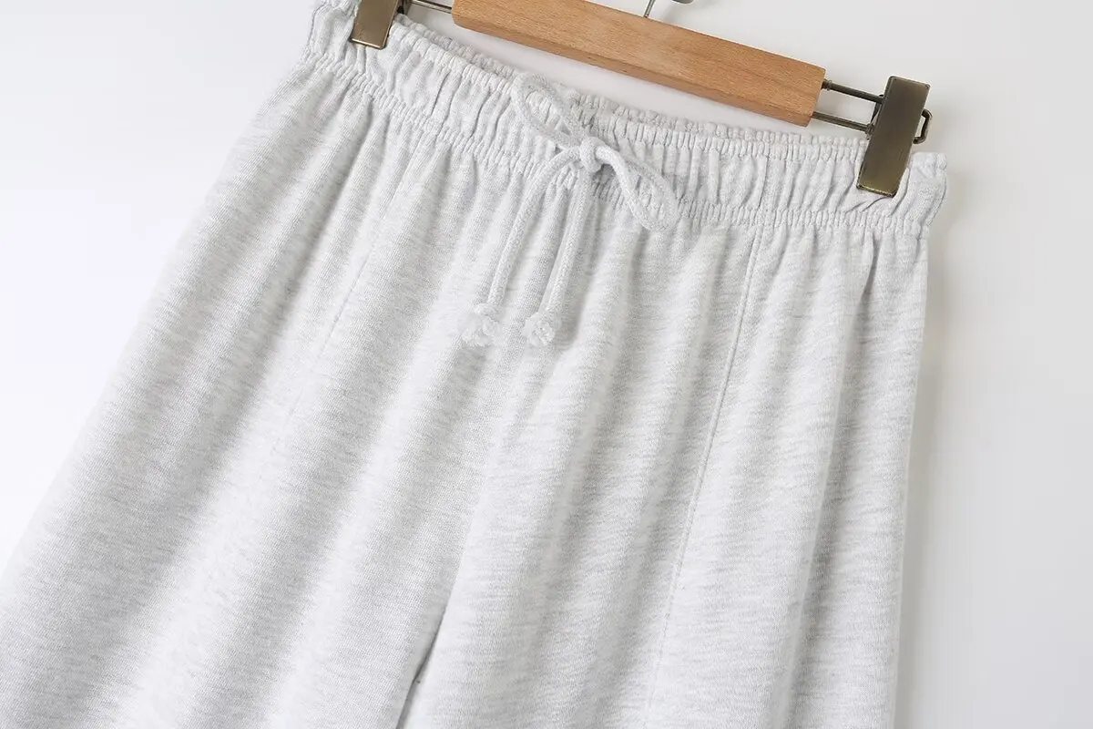 Pantalon de Jogging Chic et Décontracté pour Femme, Vêtement à Jambes Larges, Style Rétro, Taille Haute artificiel astique, avec Poches, Nouvelle Collection 2024