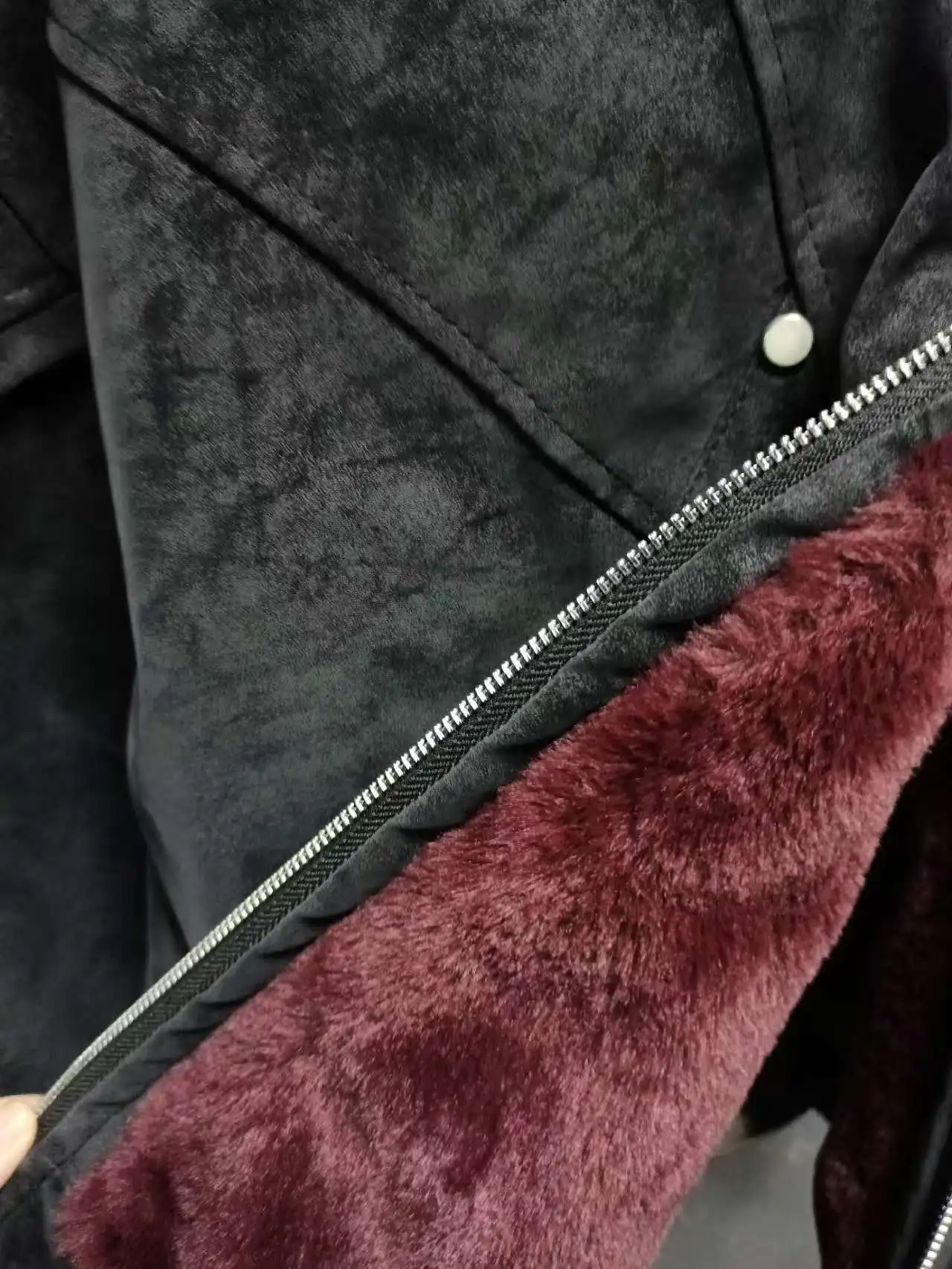 Red Faux Fur Lining PU Leather Winter Coat Man Woman Winter Warm Thicken Fleece Hooded Jacket Padded Coats
