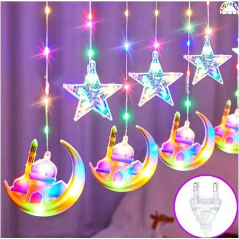 4.2 Meter 95Leds Star Moon Led Curtain String Light Ramadan Garland Light EID Mubarak Decor Lights For Home Islam Muslim Party