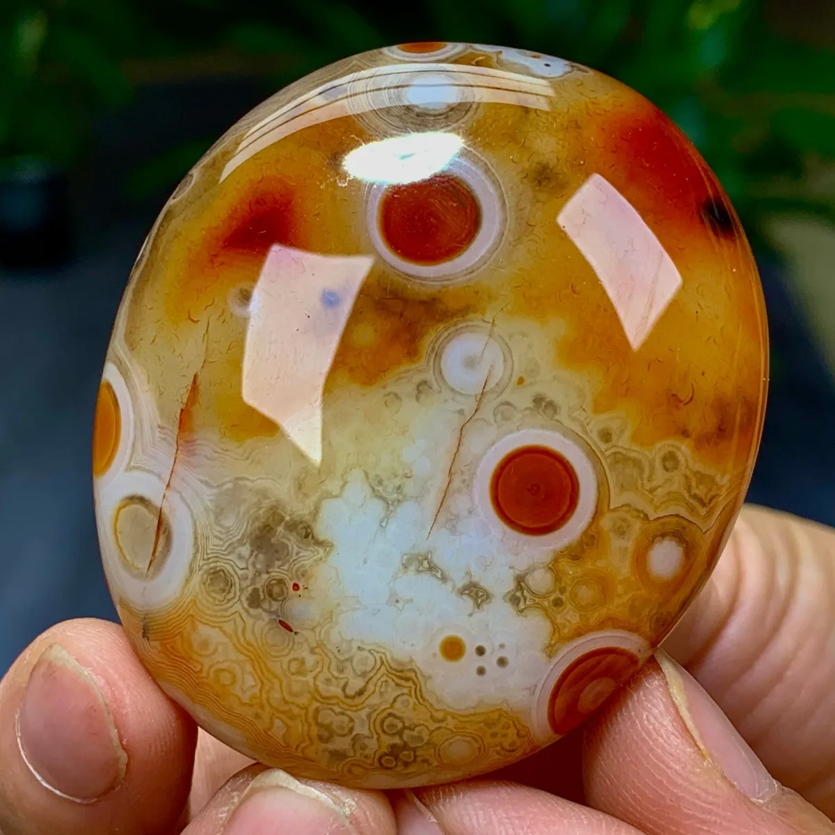 4PC Sunset Tone River Stone Banded Agate, Tumbled Polished Stone, Crystal Display, Natural Stone, Table Display, Desk Decor