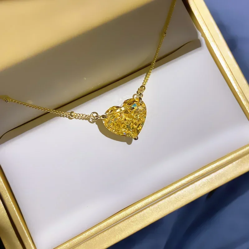 S925 necklace, collarbone chain, light luxury, niche 925 sterling silver imported high carbon diamond pendant for wedding