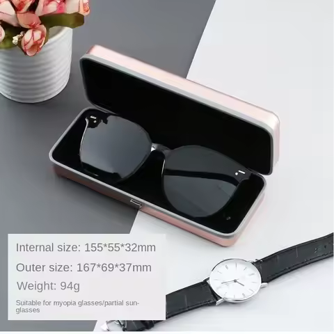 2025 New High-grade Aluminum Metal Glasses Case Wholesale Square Presbyopic Myopia Sunglasses Case Box