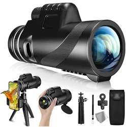 Telescopio monocular portátil HD de largo alcance con trípode y soporte