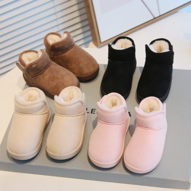 

Kids Snow Boots Winter New Solid Color First Walkers Baby Girl Shoes Soft Sole Children Cotton Shoes Girls Short Boots