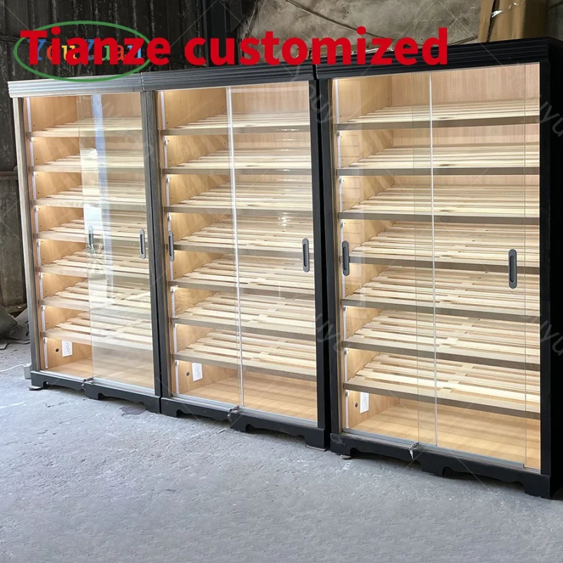 (Customized) custom wooden display cabinet lighting cigar shop fitting furniture smoke cigar shop interior