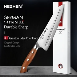 HEZHEN 8.1 Inches Chef Knife 1.4116 steel Red Wood Handle Cook Tools Core Blade Kitchen Knife Accessories Box Packing