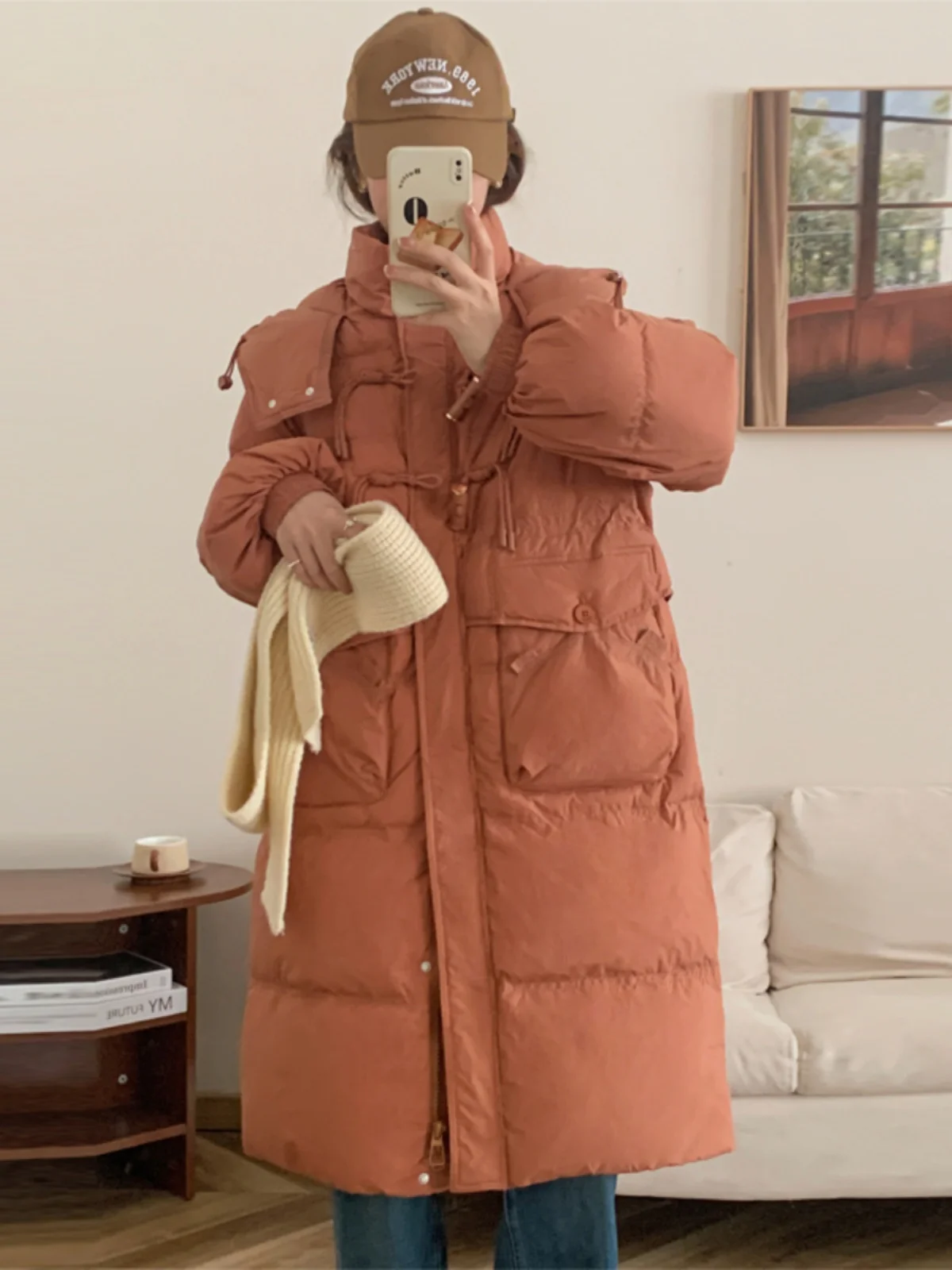 

Белое женское длинное пальто Jaet с пуговицами в Корейском стиле, с капюшоном, средней длины, против старения, один предмет, прямой S