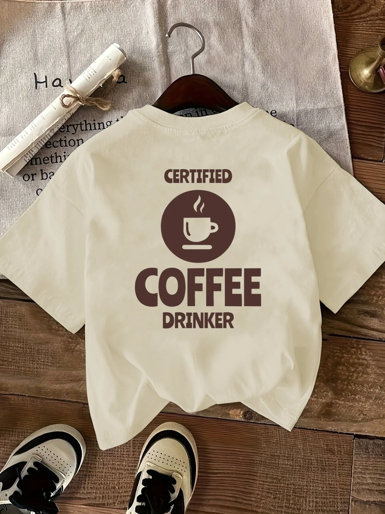 Certified Coffee Enthusiasts/Women's Trendy Casual T-Shirt/Front And Back Prints Printed Coffee Cup