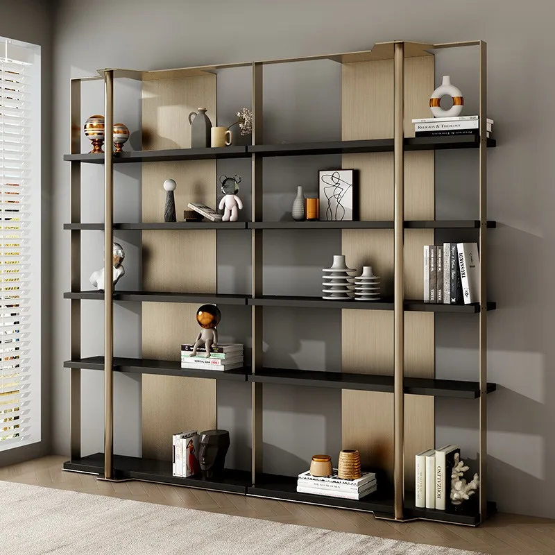 Italian minimalist stainless steel bookshelf shelf, light luxury design, a variety of sizes and colors are available