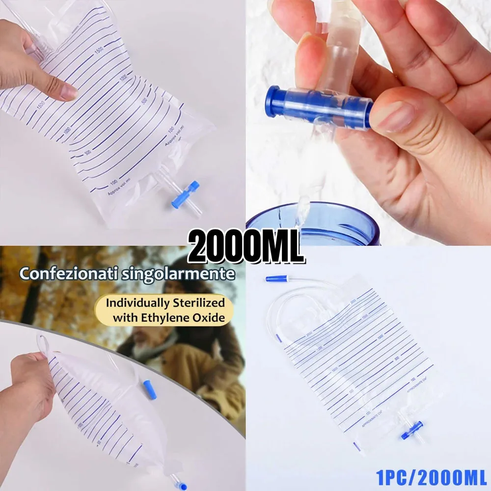 5Pcs 500-2000ML Disposable Urine Bag Drainage Cathether Urine Collector Bag Urinal Incontinence Bedridden Patients Male Female