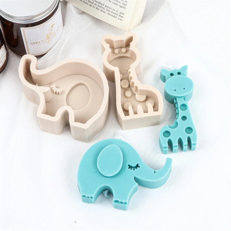 Mold Of Various Cute Animal Dinosaur Giraffe Frog Elephant Owl Silicone Molds DIY Soft Clay Aromatherapy Gypsum Candle Molds