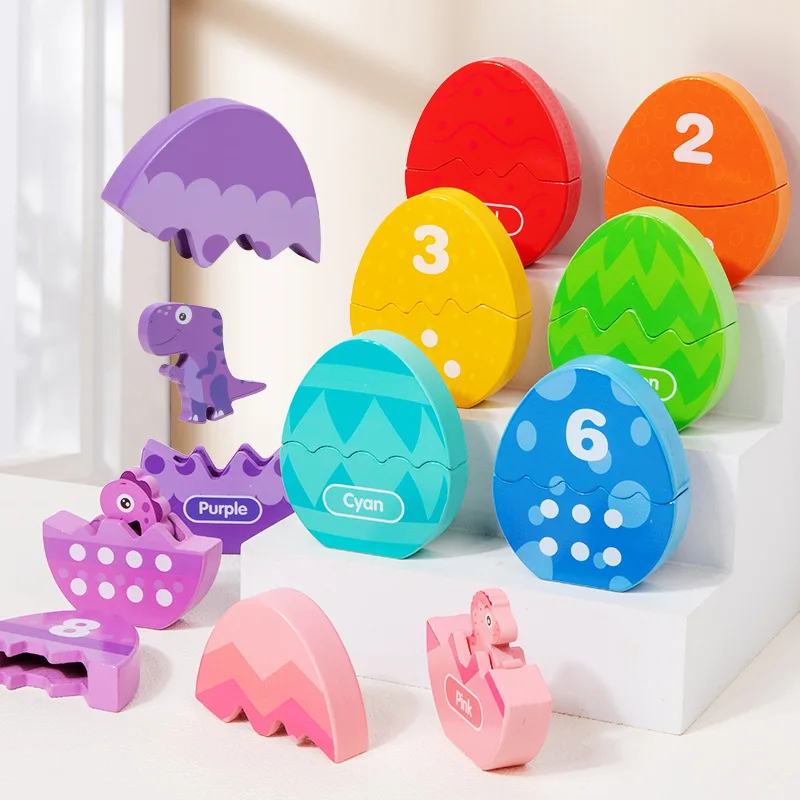 Zabawka do sortowania jaj dinozaurów - gra w dopasowywanie kolorów i rozpoznawanie liczb, zabawka edukacyjna dla maluchów do nauki angielskich słów
