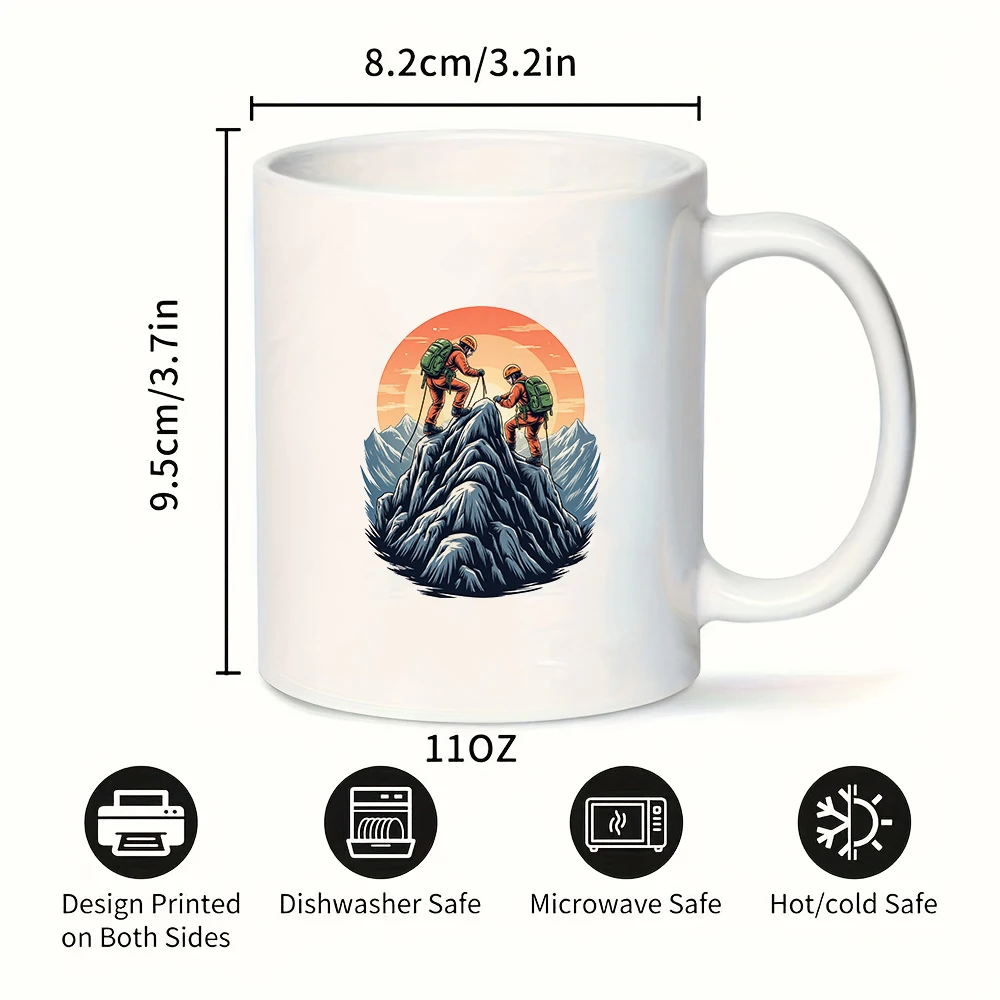 11온스 만화 등산가 머그컵 + 야외 모험 보온컵 가족을 위한 완벽한 크리스마스 선물 사무실 필수품 컵