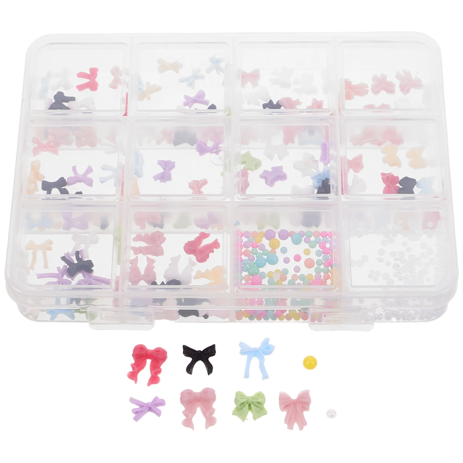

1 Box Nail Charms Assorted Soft 3D Bow Sculpted Decorations for DIY Fingernail Art Sweet Kawaii Mixed Nail Art Resin