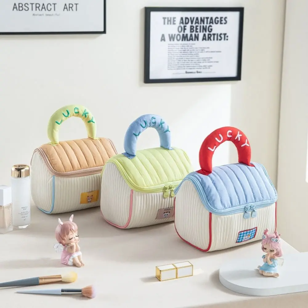 

Kawaii Cute Cabin Makeup Bag House-shaped Large Capacity Handheld Cosmetic Case Square Zipper Portable Storage Bag Toiletry Bag