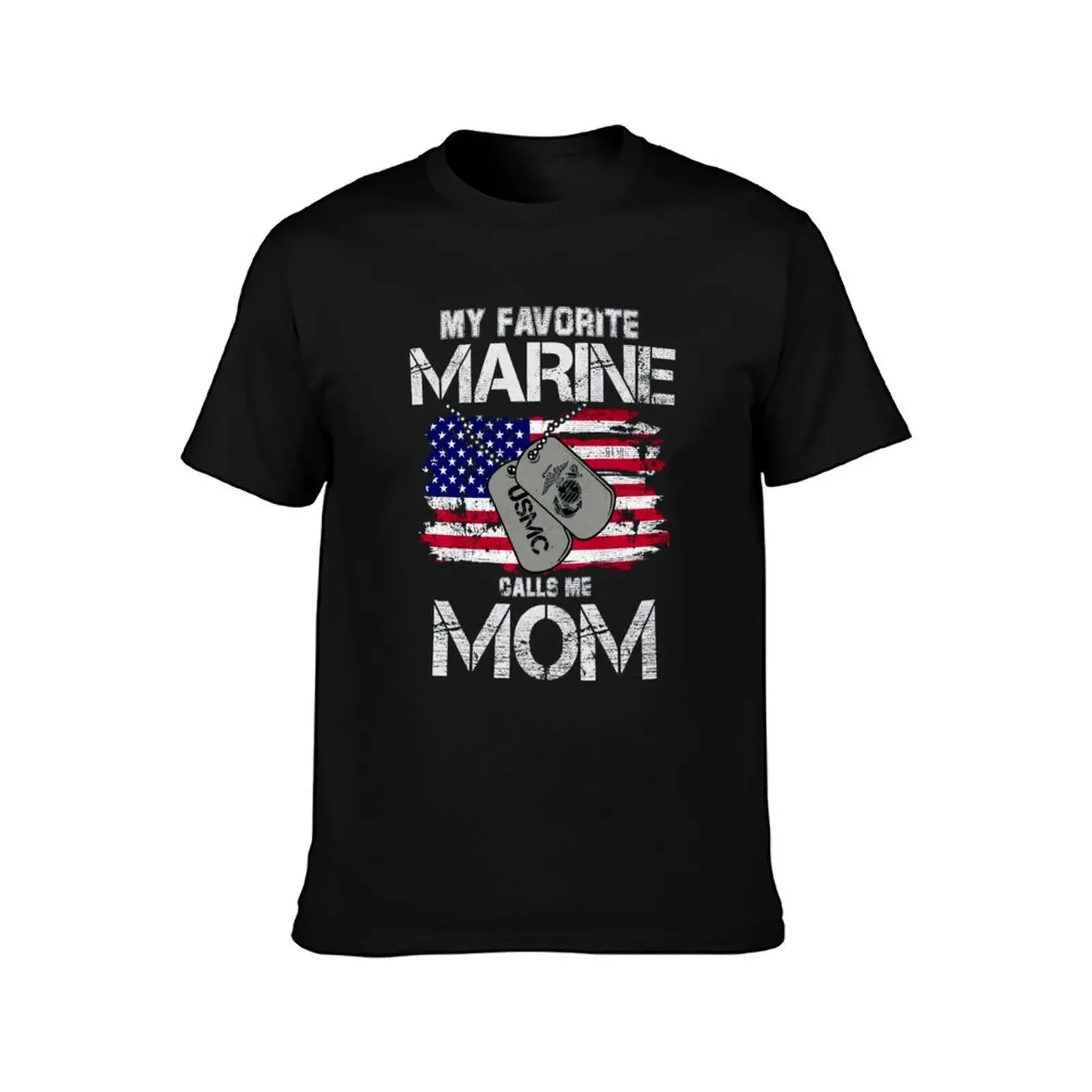 Marine Mom Gift, My Favorite Marine Calls Me Mom, Military Mother T-Shirt Basic Solid Color Casual Tee Shirt(4XL 5XL 6XL No Shipping)