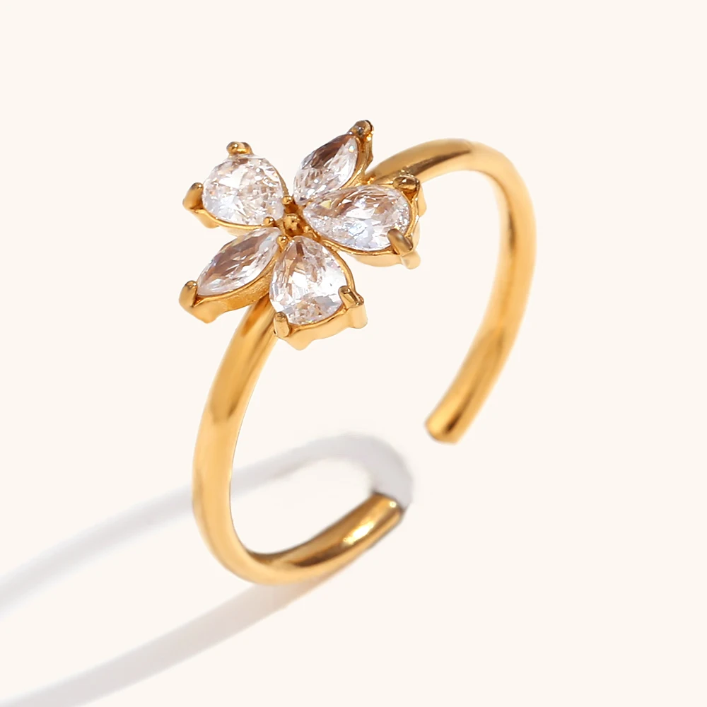 La.Muses Five Petal Zircon Stainless Steel Women's Earrings Fashion Design Waterproof Daily Women's Jewelry image 3