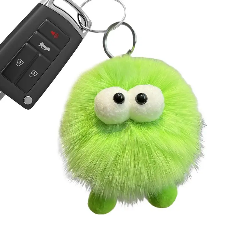 Cute Keychain for Purse Cartoon Plush Ball Pendant Cute Wallets Charm Soft Green Plushies for School Bags Backpacks