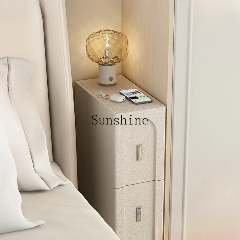 Cream Wind Mini Extremely Narrow Bedside Table Ultra Narrow Small Apartment Bedroom Bedside Seam Cabinet