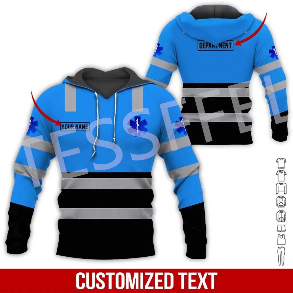 Custom Name Cosplay EMS EMT Medical Paramedic Worker Tattoo Tracksuit Vintage 3DPrint Pullover Harajuku Jacket Casual Hoodies 22