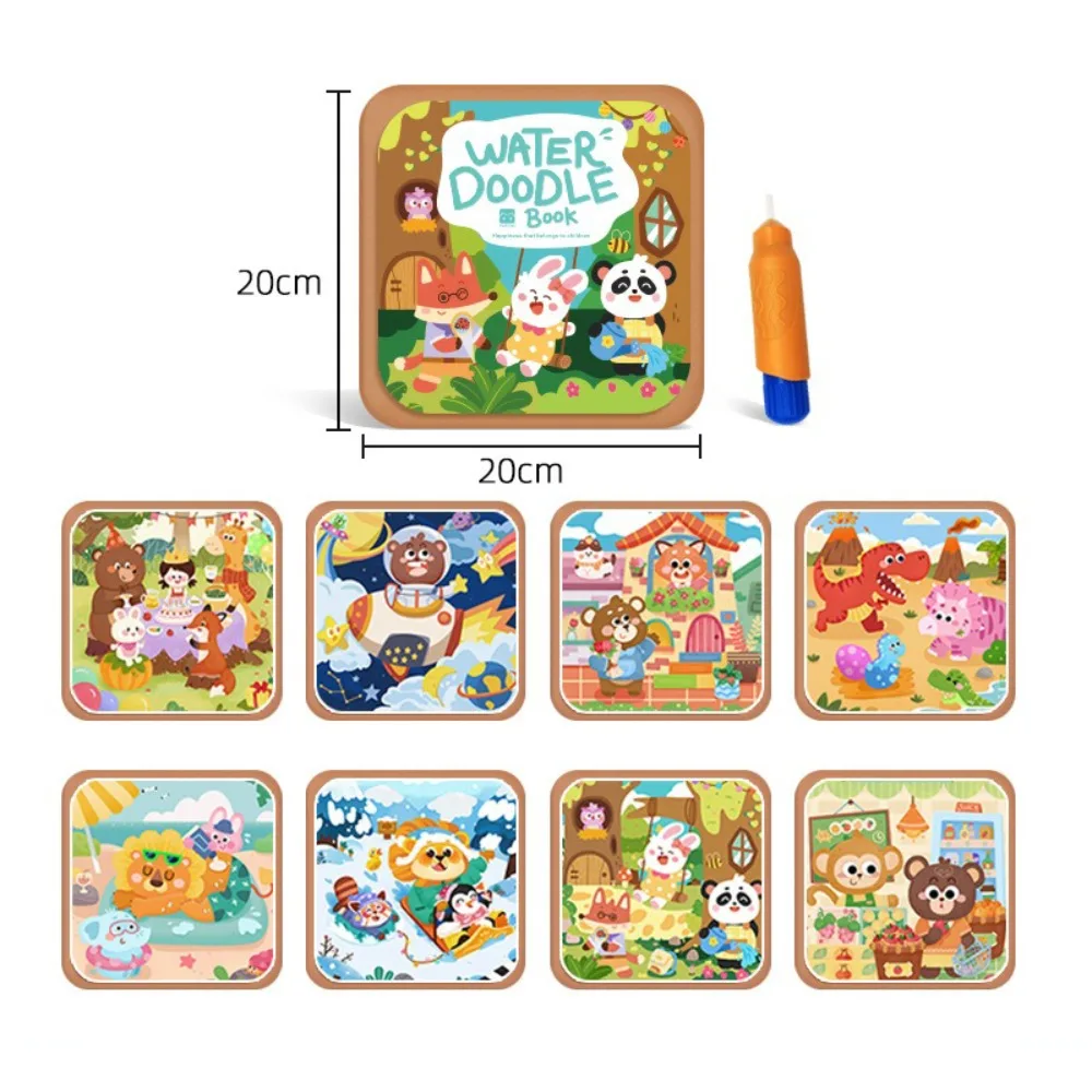 Cognition With Pen Water Drawing Book Clean Water Multi-scene Reusable Coloring Book DIY Design Reusable Educational Learning