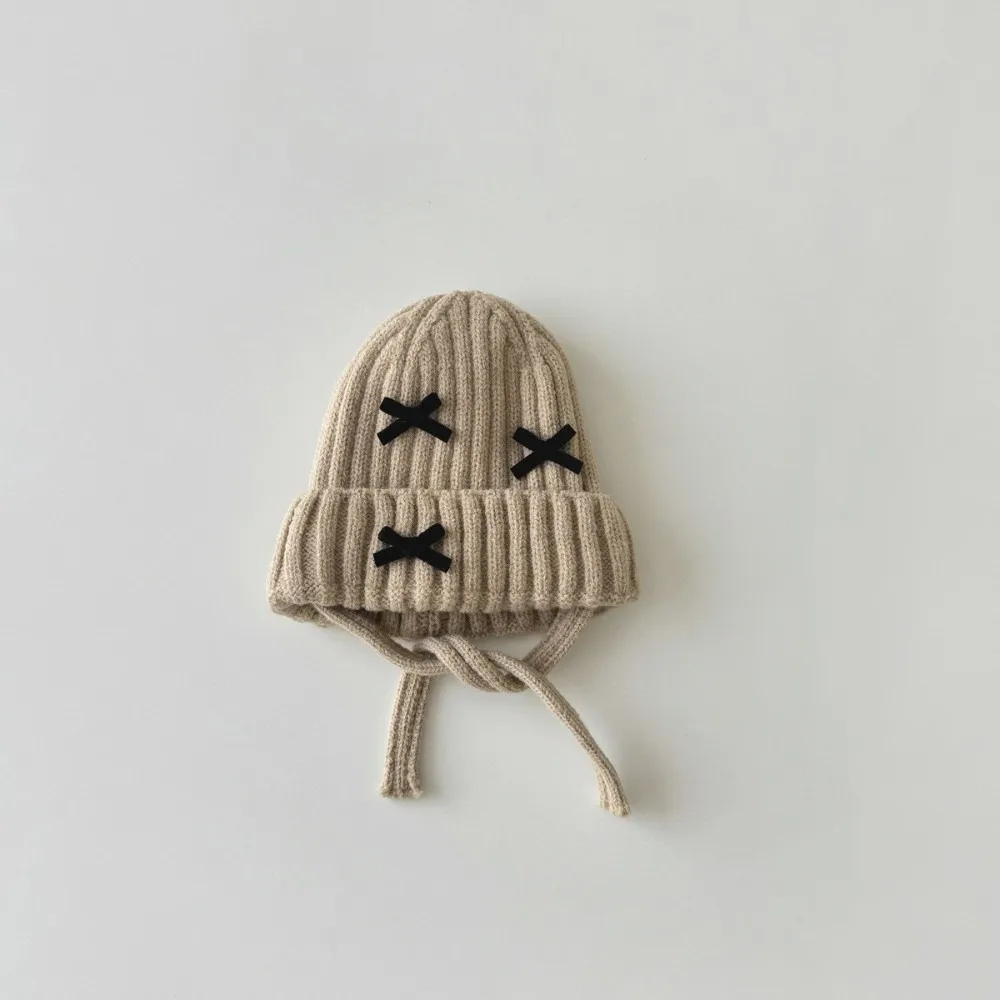 

Новый вязаный пуловер, теплая ветрозащитная шапка для защиты ушей, холодостойкая шапка-бини с бантом, осень и зима