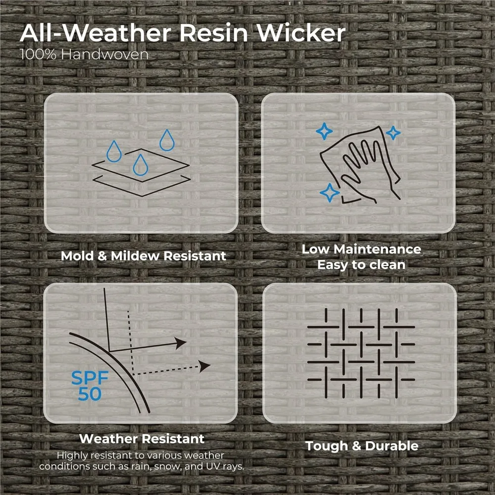 3 Pieces Wicker Patio Bistro Set, Outdoor Furniture Set with 2 Pieces Rattan Rocking Swivel Chairs, Thickened Cushions and