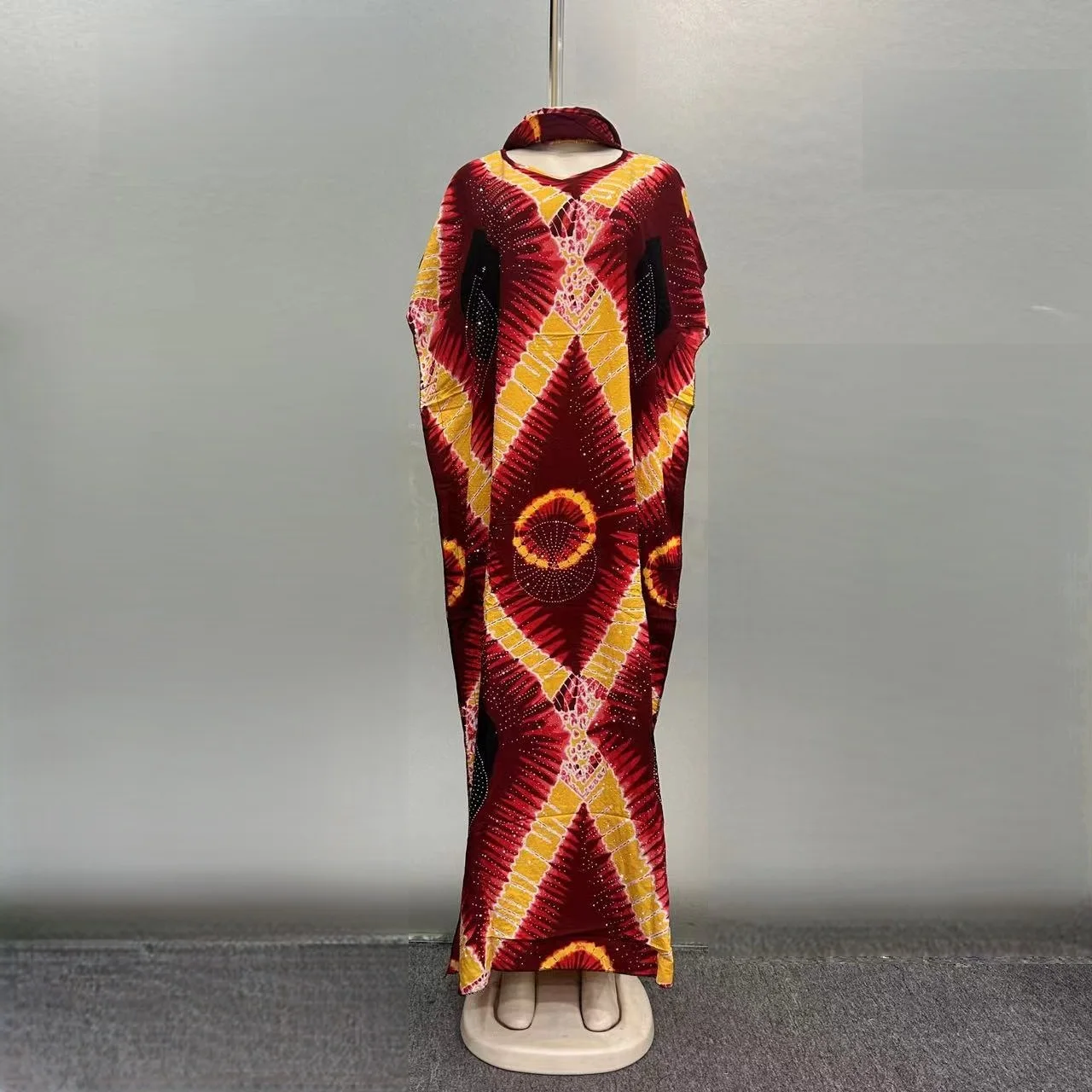 2025 Новая мода, горячий бриллиантовый этнический шарф ближневостока, свободный женский хлопковый платье больших размеров с африканским принтом