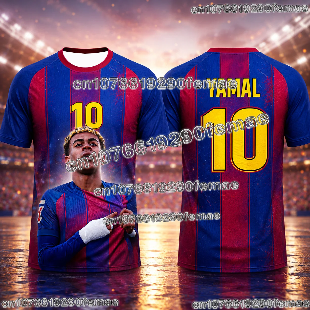 Lamine Yamal Trendy 3D Graphic Football Jersey Lightweight Breathable Fan Sportswear Limited Collection for Children Adults