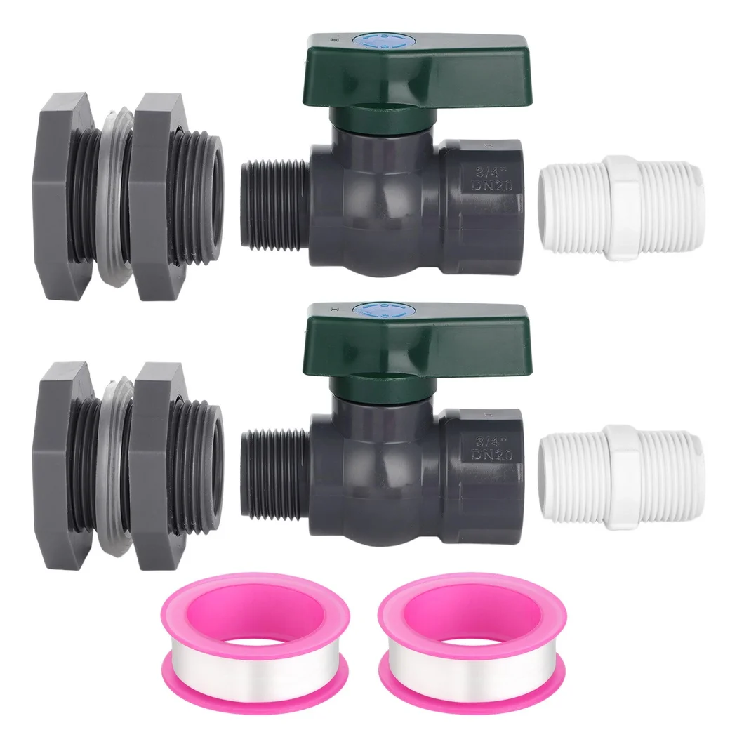 

2Pcs Rain Barrel Spigot Kits 3/4" Rain Barrel Diverter Kit PVC Rain Barrel Connector Kit Compatible With Water Hose Durable PVC