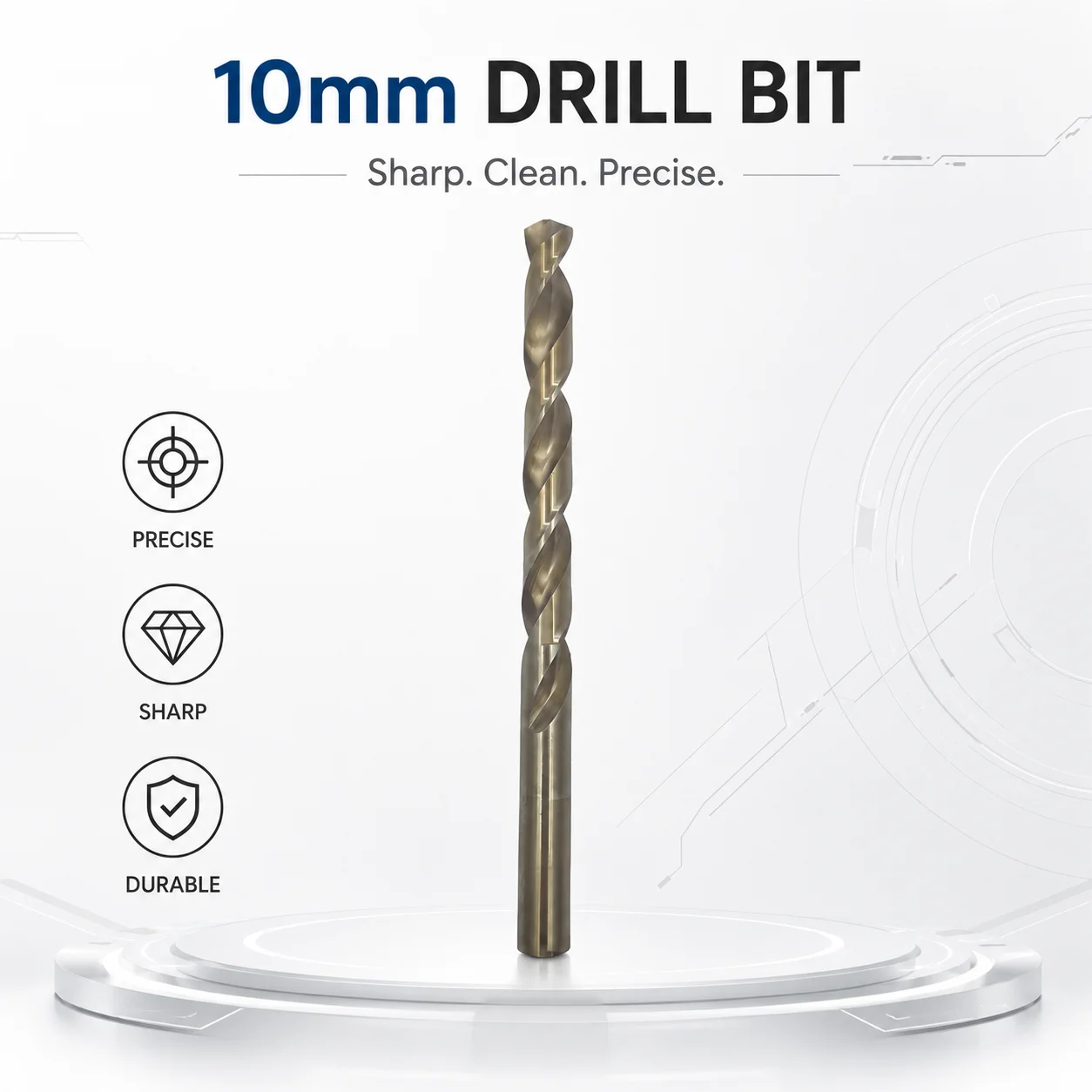 10mm Cobalt HSS Twist Drill Bit Straight Shank Sharp High Hardness Drill Bit for Stainless Steel Wood Plastic DIY Power Tool