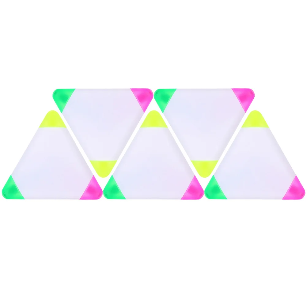 

5Pcs Triangle Fluorescent Highlighters Multicolor Marking Pens for Students Notes Reading Paperwork Scrapbooking