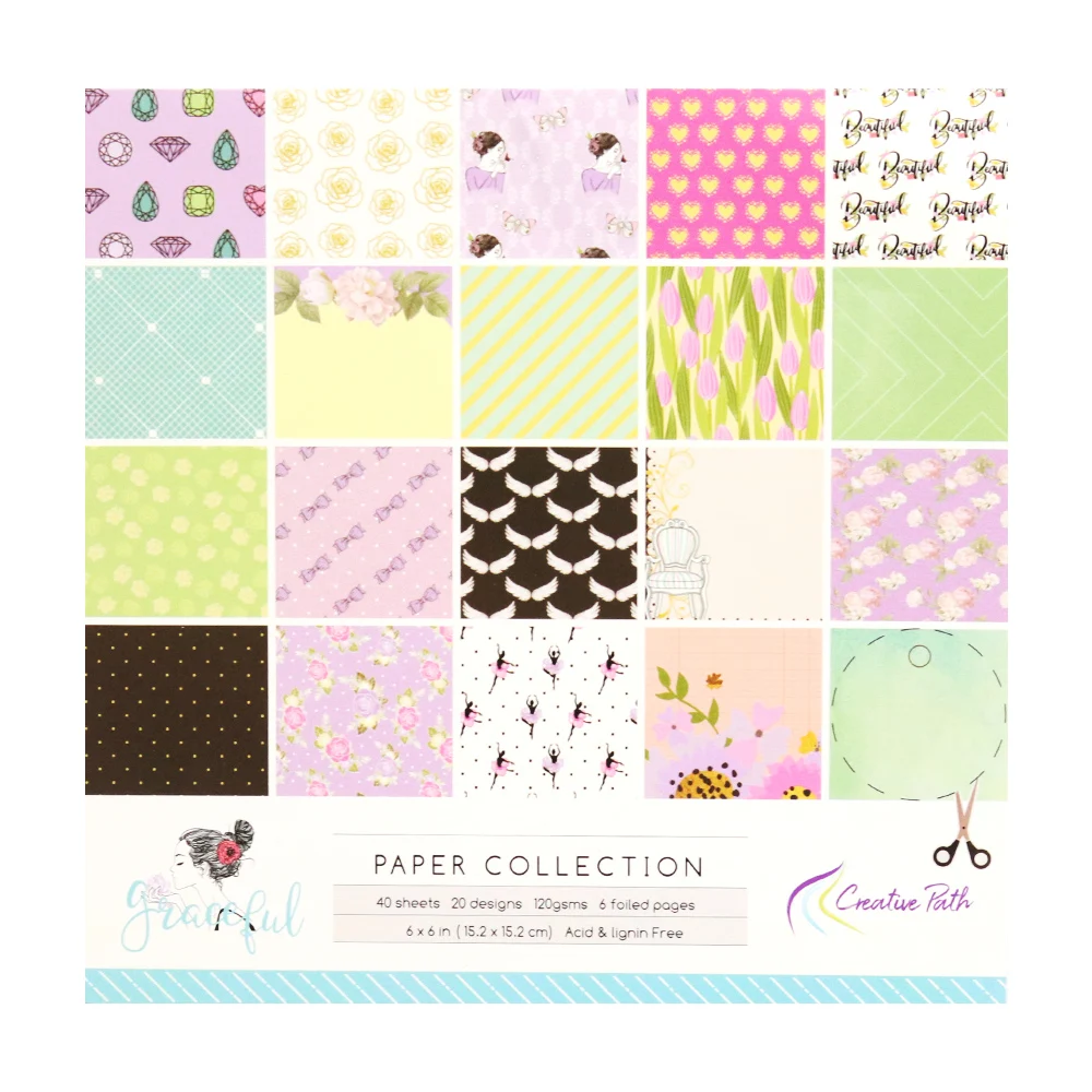 Creative Path 6 Zoll Diamant-Herzmuster Scrapbooking-Hintergrundpapier Vintage Journal Dekoratives Papier für Origami – Detail 1